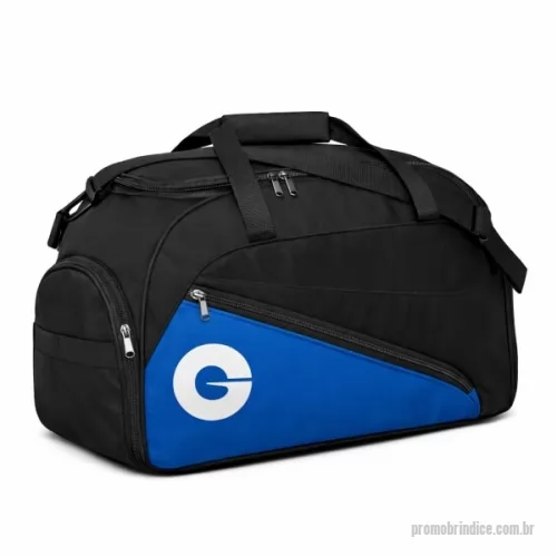 Bolsa Esportiva personalizada - Bolsa Esportiva em Poliéster com bolsos laterais e frontal, alça de mão e alça de ombro regulável e removível. Disponível em várias cores. Gravação da logomarca em 1 cor já inclusa.