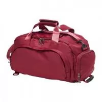 Bolsa esportiva de 32 litros em poliéster resistente à água com cinco compartimentos, sendo três deles exclusivos para tênis, itens molhados e armazenamento das alças de costas . Com alça transversal removível e alça de mãos com suporte de juntura, a bolsa contém alças para as costas ocultas no compartimento inferior, podendo ser transportada como mochila.