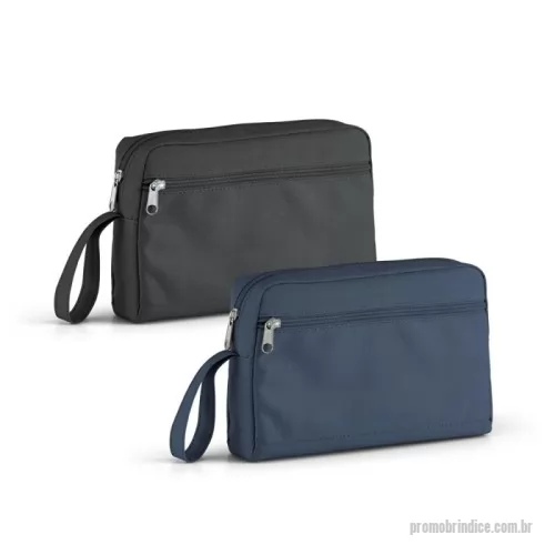 Bolsa multifunções personalizada - Bolsa de cosméticos em 300D com pega e bolso frontal com zíper. 240 x 160 x 55 mm