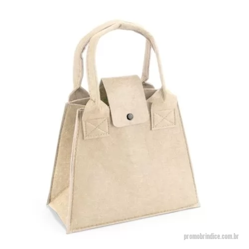 Bolsa multifunções personalizada - Bolsa confeccionada em feltro com 380 g/m² de gramatura, aba com botão metálico de pressão para fechamento e duas alças de mão.