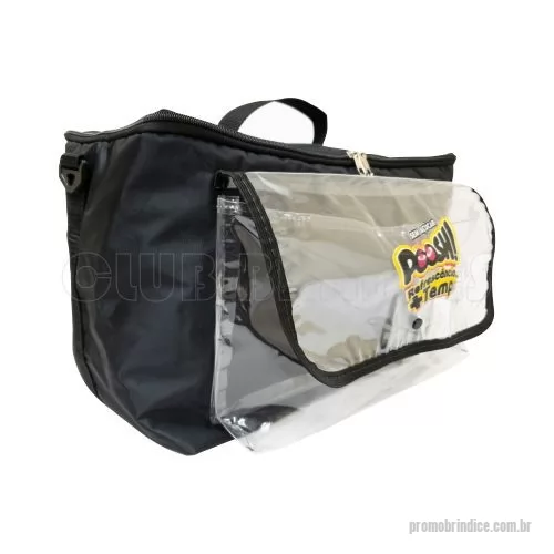 Bolsa térmica personalizada - Bolsa Térmica com capacidade para 18 litros com alça de mão e bolso transparente frontal. Disponível em várias cores. Gravação da Logomarca em até 1 cor já inclusa.  Revestimento externo: Nylon 70. Revestimento interno: PVC Laminado. Acabamento: Vivo.