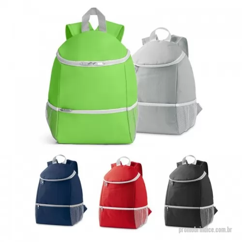 Bolsa térmica personalizada - Mochila térmica em 600D com capacidade até 10 L. Inclui um bolso frontal com zíper e dois bolsos laterais em tela. Food grade. 280 x 340 x 140 mm