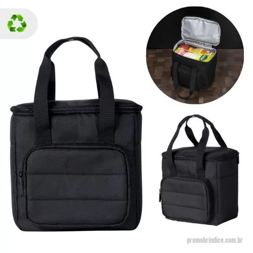 Bolsa térmica personalizada - Bolsa Térmica Ecológica em Poliéster RPET 300D* – 6 Litros. Bolso frontal e alças para carregar. *RPET - Poliéster reciclado é obtido por meio de um processo que derrete o plástico PET, transformando-o em fibra de poliéster. Gravação Silkscreen. Tamanho 20x14 cm.