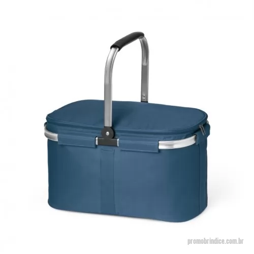 Bolsa térmica personalizada - Sacola térmica flexível em 600D com zíper duplo e interior forrado. Estrutura removível em alumínio, com pega ergonômica em EVA. Capacidade até 14 L. 460 x 270 x 250 mm