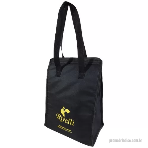 Bolsa térmica personalizada -  Confeccionada com nylon 70, ou nylon 600, ou oxford plastificado. Revestimento térmico em isomanta metalizada. Alça de mão de 25 mm. Fechamento em Velcro. Tamanho 34 x 23 x 14 (10 litros aproximados). Capacidade de uma Ave Natalina de aproximadamente 4 kg. Gravação sugerida - Serigrafia ou Bordado