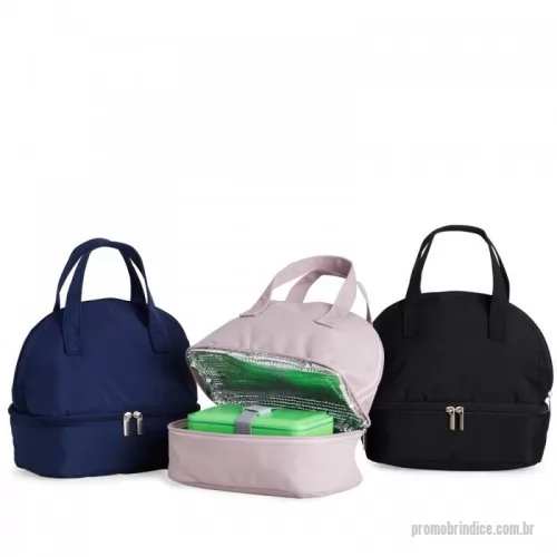 Bolsa térmica personalizada - Bolsa térmica dupla em oxford com dois compartimentos térmicos isolados, capacidade de 6 litros. Contém alças de mãos.