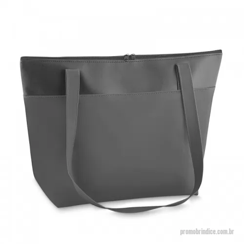 Bolsa térmica personalizada - Bolsa térmica em nylon com capacidade para 20 litros. A bolsa possui detalhe em couro sintético na parte superior, e alça para ombro em nylon.