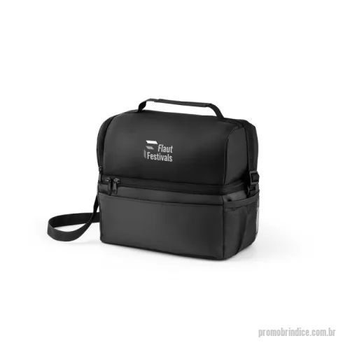 Bolsa térmica personalizada - Bolsa Térmica em 300D e 840D Jacquard com interior impermeável em PEVA para facilitar a higienização. Contém 2 compartimentos principais, 1 bolso frontal com fecho e 1 bolso lateral em rede. Possui um bolso com fecho principal duplo, alça em webbing ajustável e pega de mão almofadada. 