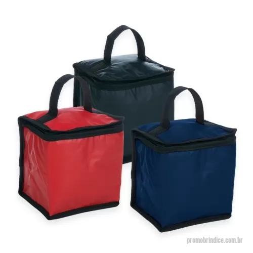 Bolsa térmica personalizada - Bolsa térmica 4 litros em bagum sintético com alça para mãos em polipropileno, revestimento interno em polietileno atóxico.