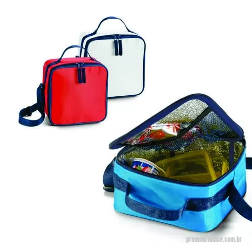 Bolsa térmica personalizada - Bolsa térmica. 600D. Alça ajustável em webbing. Capacidade até 4,5 litros. Disponível em várias cores. Gravação da logomarca em 1 cor já inclusa.  Tamanho Aprox: 20 x 20 x 11 cm.