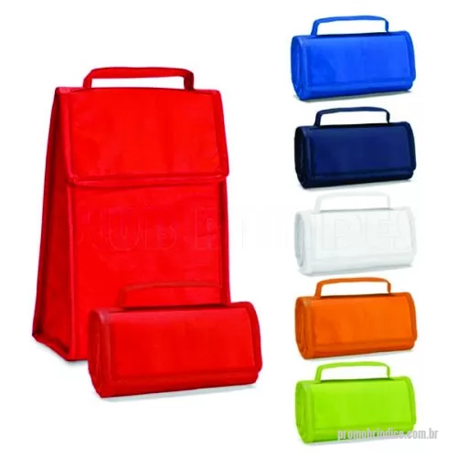 Bolsa térmica personalizada - Bolsa térmica dobrável. Non-woven: 80 g/m². Fecha com velcro. Fornecida desdobrada. Capacidade até 3 litros. Disponível em várias cores. Gravação da logomarca em 1 cor já inclusa.  Tamanho Aprox: Dobrada: 17 x 9,5 x 4,0 cm | Aberta: 17 x 26,5 x 11 cm.
