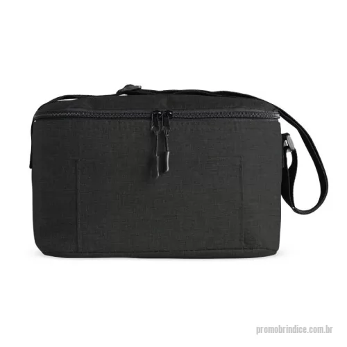 Bolsa térmica personalizada - Bolsa térmica 10 litros de poliéster. Contém bolso frontal com zíper e alça transversal regulável em nylon (não removível).