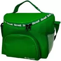 Confeccionada em Nylon 600 ou Nylon 70 PVC. Revestimento térmico em isomanta e frro interno Bagum Espelhado 0.30. Alça de mão e ombro  de 40 mm. Fechamento com zíper nº 08 com 2 cursores. Bolso Frontal, bolso na Tampa e bolsos Laterais em tela. Tamanho 28 x 25 x 25 cm (capacidade 19 litros). Gravação sugerida - Serigrafia ou Bordado