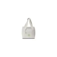 Bolsa térmica em algodão cru, bolso frontal, alça de mão, compartimento interno soldado, com capacidade de até 8,5L