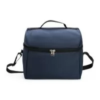 Bolsa térmica em poliéster resistente à água com fechamento em zíper e capacidade de até 14 litros. Possui revestimento interno em PVC laminado prata verniz, o que ajuda a conservar a temperatura de alimentos e bebidas por mais tempo. Conta também com duas alças para mãos e uma transversal ajustável.