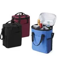 Bolsa térmica de poliéster de 16 litros(Para Vinhos) com bolso frontal e bolsos laterais de nylon. Acompanha placa (removível) com divisórias e fixação de velcro para organização interna.  Altura :  30 cm  Largura :  23 cm  Profundidade :  16 cm