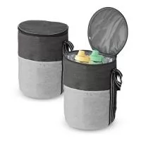 Bolsa térmica com capacidade de 26 litros. Fabricada em tecido nylon mescla 300D, possui bolso frontal e alça de ombro regulável. Parte interna soldada que pode reter liquidos. Dimensão Produto: 39xø26cm (AxLxP)