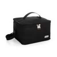 Bolsa térmica de nylon 6 litros com plaquinha metálica fixa.  Altura: 13 cm Largura: 23 cm Medidas aproximadas para gravação: (CxL): 1,2 cm x 3,3 cm Material: Nylon