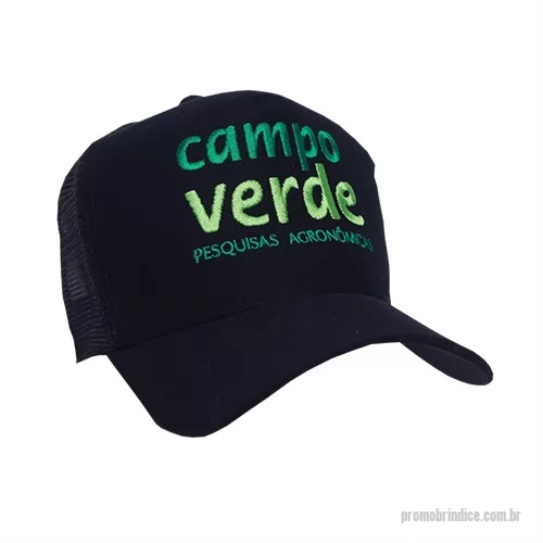 Boné personalizado - Boné em tecido brim modelo americano com reg. na nuca de velcro e logotipo bordado ou silkscreen.
