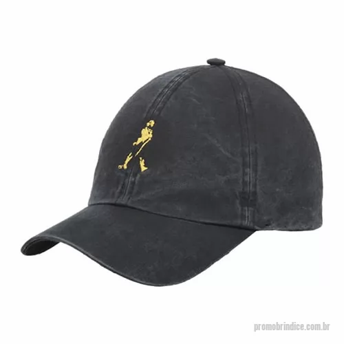 Boné personalizado - Boné modelo 6 gomos em brim estonado, personalização em bordado