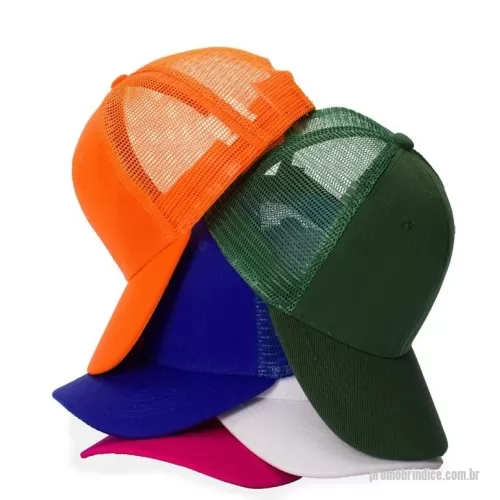 Boné personalizado - Descrição: Boné de aba curva confeccionado em poliéster e tela respirável em nylon. Possui fecho plástico de fácil ajuste na parte posterior.  Altura :  14 cm  Largura :  18 (aba) cm  Profundidade :  7,3 (aba) cm  Circunferência :  55,5 cm  Medidas aproximadas para gravação (CxL):  8 cm x 10 cm