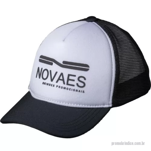 Boné personalizado - Boné modelo americano tecido brim com tela e logotipo silkscreen e regulador na nuca de velcro