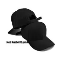 FICHA TÉCNICA - BONÉ PROMOCIONAL Produto: Boné  Modelo: Baseball ou Americano Tecido principal: Brim  Composição: 100%algodão  Revestimento frontal: Entretela de memória ou algodão. Aba: Curva com enchimento em plástico (PE) OBS: Ilhós Bordado e aba com 6 costuras botão superior: Revestido no mesmo tecido Regulador: Plástico, Velcro e arreata e fivela. Personalização Processos: Silk, Silk Emborrachado, Aplique e Bordado. 