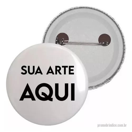 Botton personalizado - Impressão digital sem limite de Cores; NÃO DESBOTA  Película protetora brilhante;  Alfinete de segurança;  Base em PVC (plástico);  Disponível nos Tamanhos: 35, 45, 55 e 65 mm Pedido mínimo 150 unidades