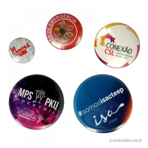 Botton personalizado - Botton americano personalizado com alfinete, qualidade de impressão: laser color (policromia) medidas : ø25 mm - ø35 mm - ø45 mm - ø55 mm - ø65mm