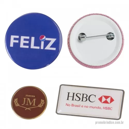 Botton personalizado - Bottons americanos e Pins metálicos, recortado e gravado de acordo o logo do cliente,