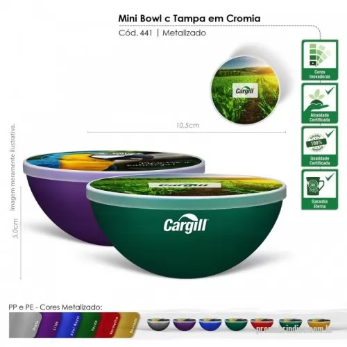 Bowl personalizado - Mini Bowl Redondo com tampa. Feito em plástico atóxico de alta qualidade. Pode ser levada ao micro-ondas e lava-louças. Capacidade de 240 mL