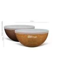 Capacidade 240ml. Petisqueira com tampa em formato de bola de futebol,  feito com 50% de fibra de coco ou madeira e 50% de Plástico Premium (PP) atóxico, resistente à micro-ondas e lava-louças. Produto sustentável, feito através do reaproveitamento de resíduo de casca de coco ou de madeira de reflorestamento.