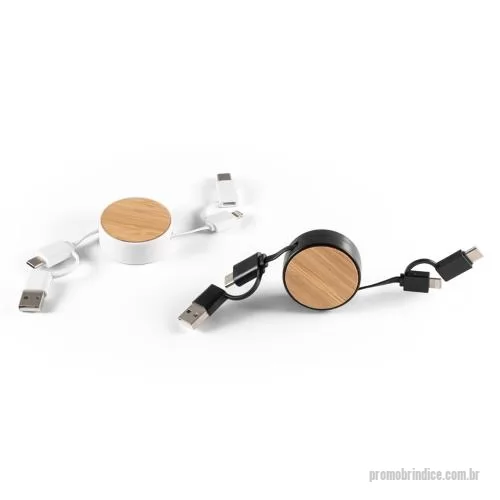 Cabo USB personalizado - Cabo USB 5 em 1 Retrátil Personalizado