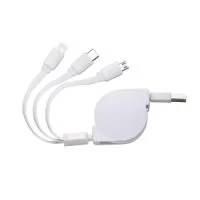Descrição: Carregue 3 dispositivos de uma vez! Com as entradas Lightning/iPhone, V8/Android e Tipo-C/Android. Suporte com rolamento e trava automática. Frente lisa e parte traseira com área para aplicação de adesivo ou etiqueta resinada. É a praticidade e a economia em espaço para carregar tudo de uma só vez!