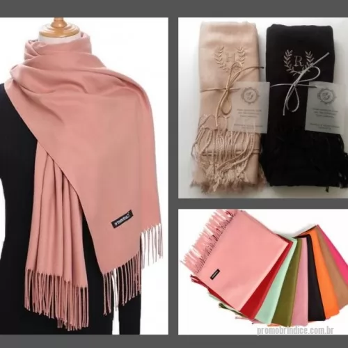 Cachecol personalizado - Linda pashmina 220 gramas, compLargura: 0.70 cm Comprimento: 1.80 cm Peso: 220 gosição 100% viscose, amarrada com cordonê de cetim e TAG personalizada em papel vegetal supreme.Pronta entrega