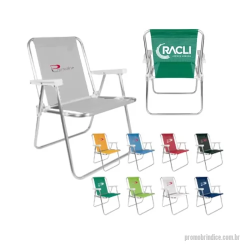 Cadeira de praia personalizada - Cadeira Alta de Praia Dobrável 1 posição ( 1102 ) acento e encosto integrado e confortável, produzida com tubos de alumínio 3/4 de 19,5 mm de diâmetro x 1 mm de espessura, tecido do acento e encosto em sanet com bainhas duplas ( fios de polipropileno com revestimento de PVC de alta durabilidade e disponível em cores básicas ou especiais sob consulta com acabamento em solda eletrônica anti desfiamento ( dispensa costuras ) resistente ao sol e a água do mar com proteção UV, anti mofo e tem toque emborrachado, articulações deslizantes, braços com encosto anatômico de apoio e ponteiras de acabamento em polipropileno injetados de cor branca, pinos e rebites de fixação zincados p/ evitar oxidação, é de fácil limpeza e são embaladas individualmente em saco plástico. 