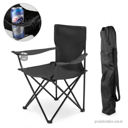 Cadeira de praia personalizada - Cadeira em 600D dobrável com suporte em rede para garrafa. Construção em metal que suporta até 100 kg. Fornecida em bolsa com alça. Aberta: 520 x 520 x 830 mm | Dobrada: 830 x 160 mm