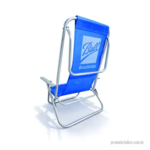 Cadeira de praia personalizada - Cadeira de Praia modelo Preguiçosa confeccionada em tubo de alumínio 7/8. Suporta aproximadamente 100kg. Disponível em várias cores. Gravação da logomarca em 1 cor já incluso.