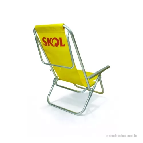 Cadeira de praia personalizada - Cadeira de Praia modelo Preguiçosa confeccionada em tubo de alumínio 7/8. Suporta aproximadamente 100kg. Disponível em várias cores. Gravação da logomarca em 1 cor já incluso.
