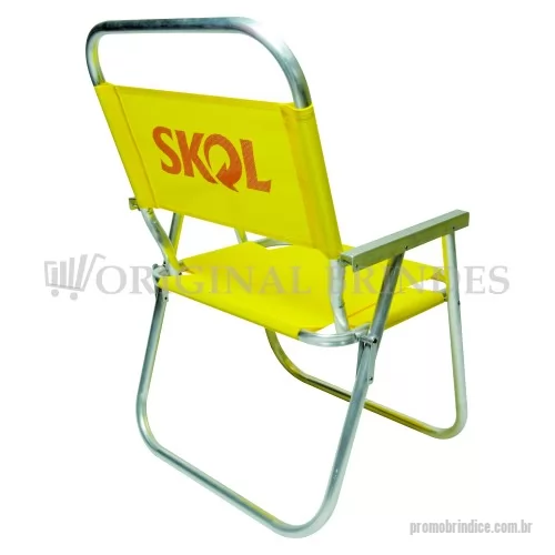 Cadeira de praia personalizada - Cadeira de Praia modelo Alta, confeccionada em tubo de alumínio, com reforço de madeira. Disponível em várias cores