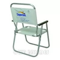 Cadeira de Praia modelo Alta confeccionada em tubo de alumínio. Disponível em várias Cores. Gravação da logomarca em 1 cor já inclusa.  Materiais utilizados no assento e encosto: Sanet, Nylon e RC.