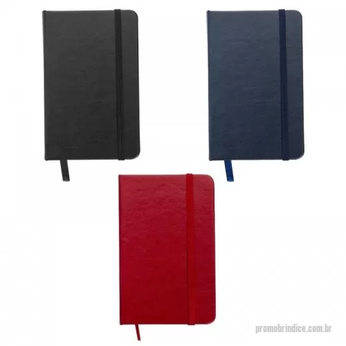 Caderneta personalizada - Caderneta de couro sintético com elástico para lacre e marcador de página em cetim, contém 80 folhas pautadas.