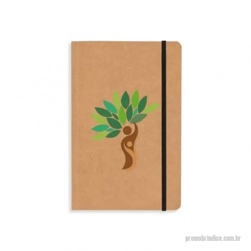 Caderneta personalizada - Caderneta em material kraft, frente e verso liso com fita elástica para fechar. Contém aproximadamente 80 folhas amareladas sem pauta.