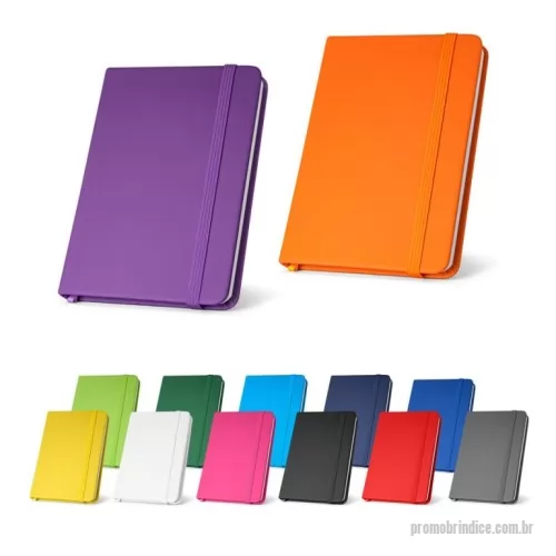 Caderneta personalizada - Caderno de bolso de capa dura em c. sintético. Com 80 folhas lisas, fita separadora e elástico. 90 x 140 mm