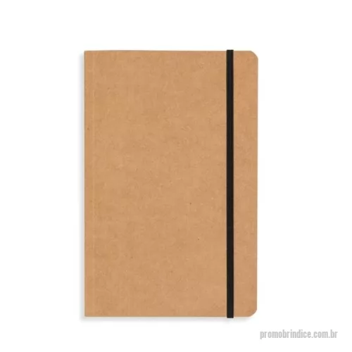 Caderneta personalizada - Caderneta em material kraft, frente e verso liso com fita elástica para fechar. Contém aproximadamente 80 folhas marfim sem pauta.