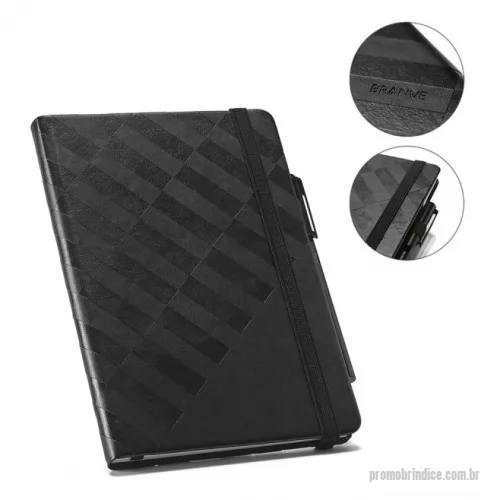 Caderneta personalizada - Sofisticação e funcionalidade em um só brinde. Ideal para executivos, reuniões e eventos corporativos, este caderno pautado valoriza sua marca com elegância.