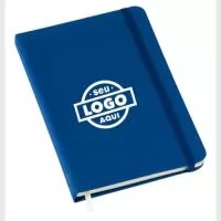 Caderneta tipo moleskine  Azul com pauta, formato 10x15cm, 80 folhas dcom pauta, Capa de couro sintetico emborrachado - com elastico 