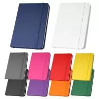 Caderneta Grande Tipo moleskine Capa Varias cores  com costura e elastíco - Com Pauta -  80 folhas  sem pauta  formato A5 14x21 cm - Capa em couro sintetico emborrachado - com elastíco 