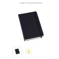 Caderneta tipo moleskine  Preto com pauta, formato 10x15cm, 80 folhas dcom pauta, Capa de couro sintetico emborrachado - com elastico 