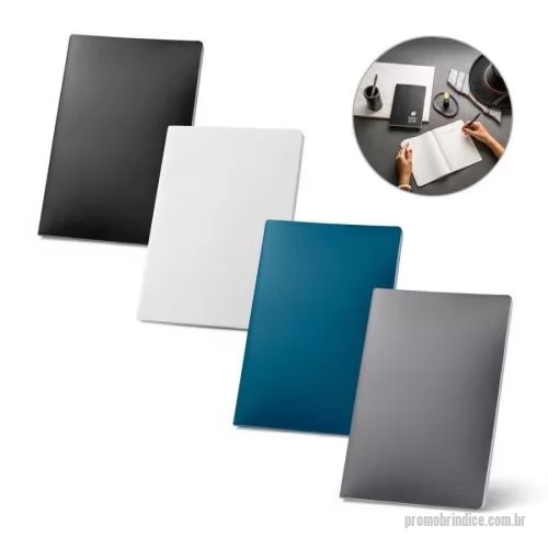 Caderno a prova d água personalizado - Caderno A5 resistente à água, com capa flexível 100% em papel pedra  450g/m² . Contém 128 páginas brancas lisas  120g/m² . 140 x 210 mm